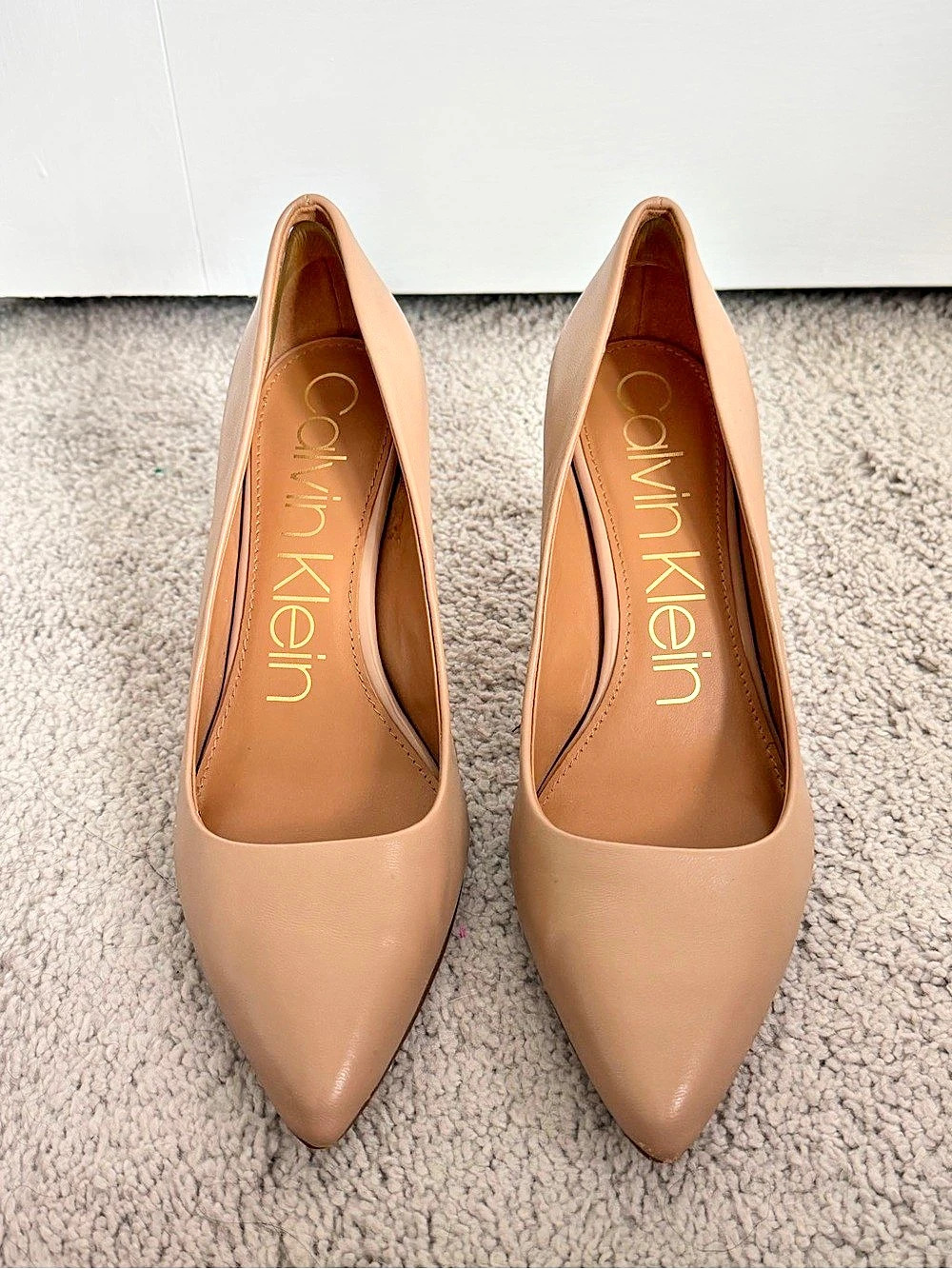 Calvin Klein Gayle Pump Pointed Toe Heels in Cream